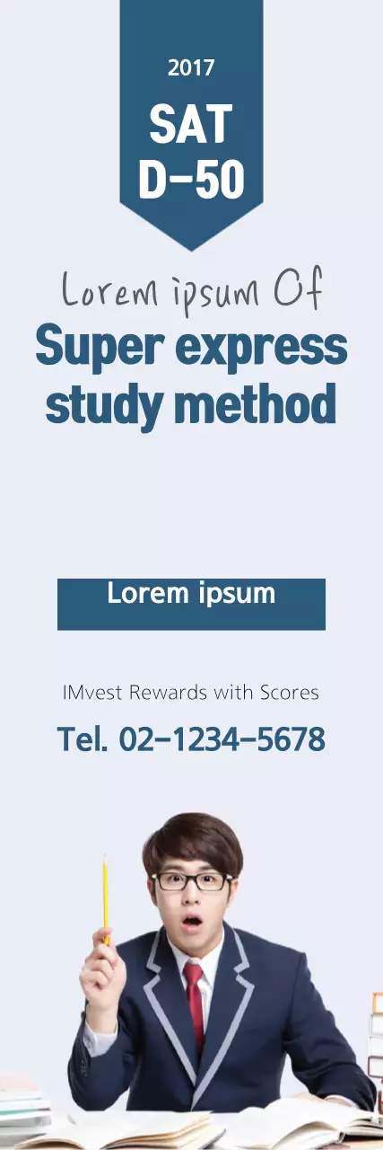 Banner de promoção de estudo moderno azul