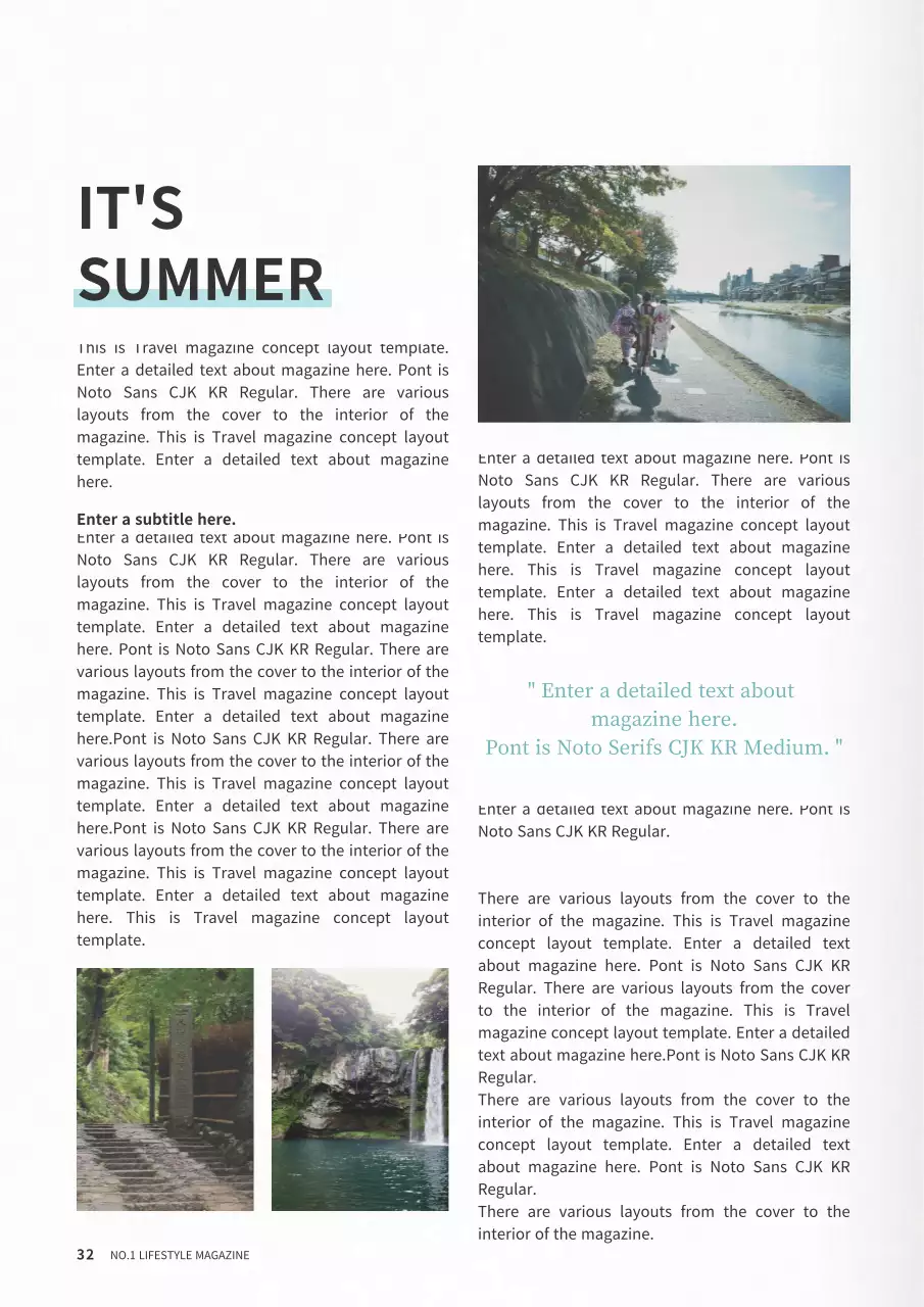 A bundle of layouts with a refreshing travel magazine concept