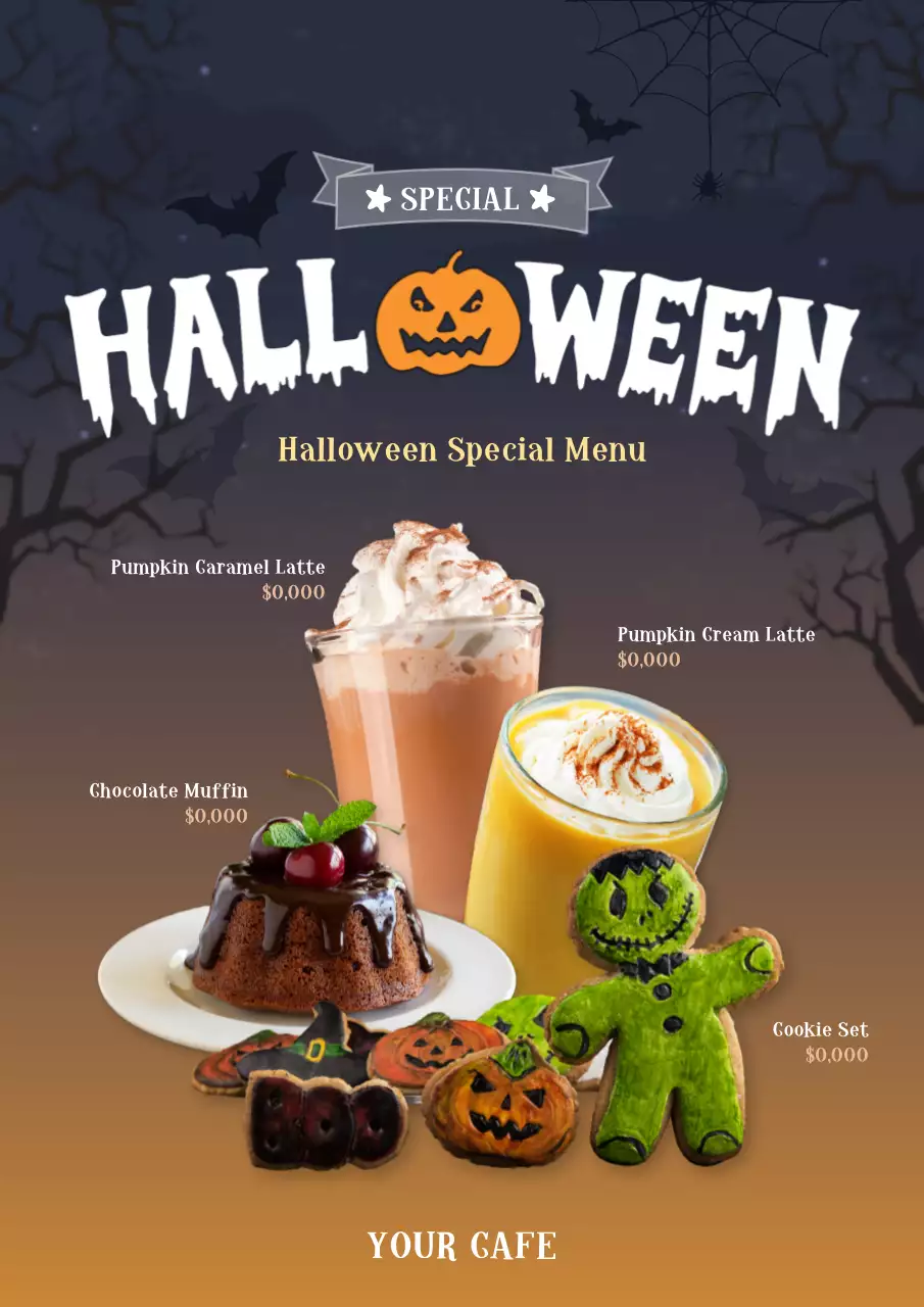 Black Gothic Halloween Menu Promotion Poster