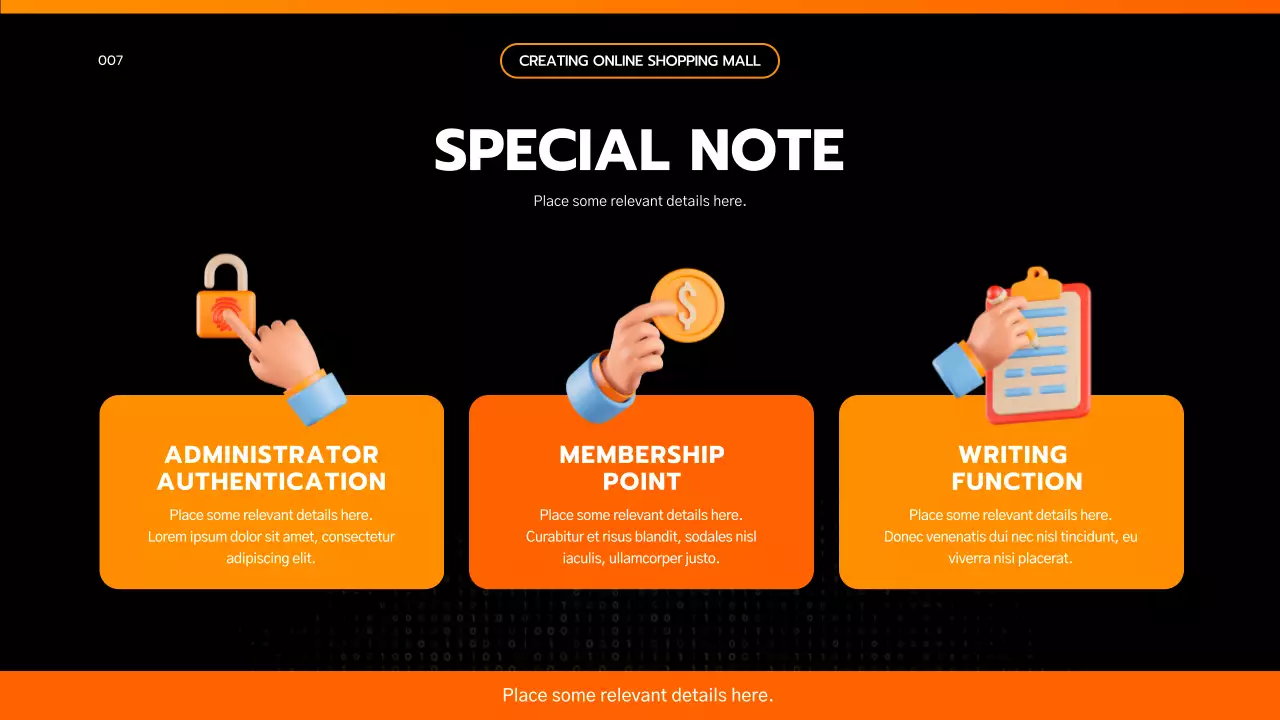 Present a black and orange, engineering-inspired, simple project brief