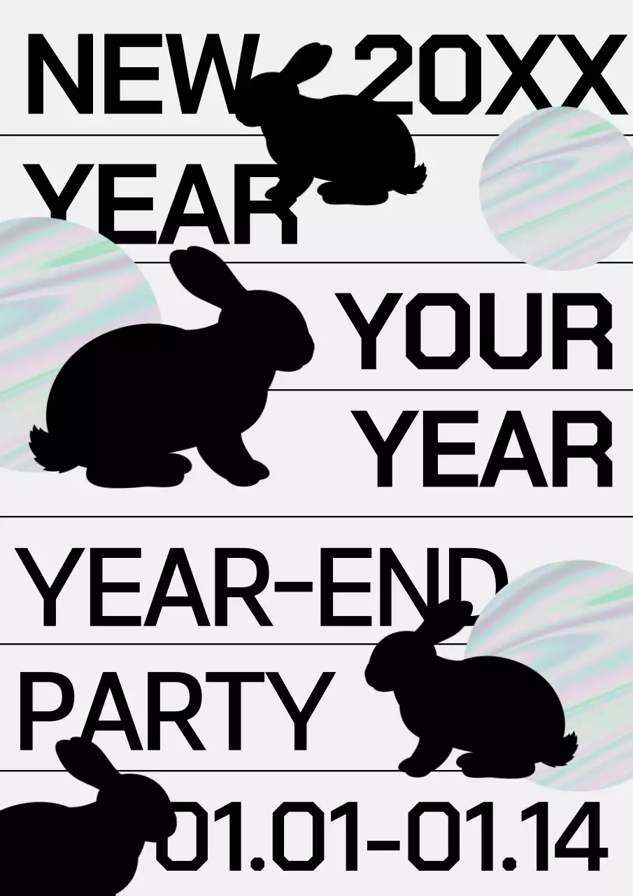 Black Modern New Year Invitation Poster