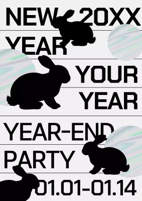 Black Modern New Year Invitation Poster