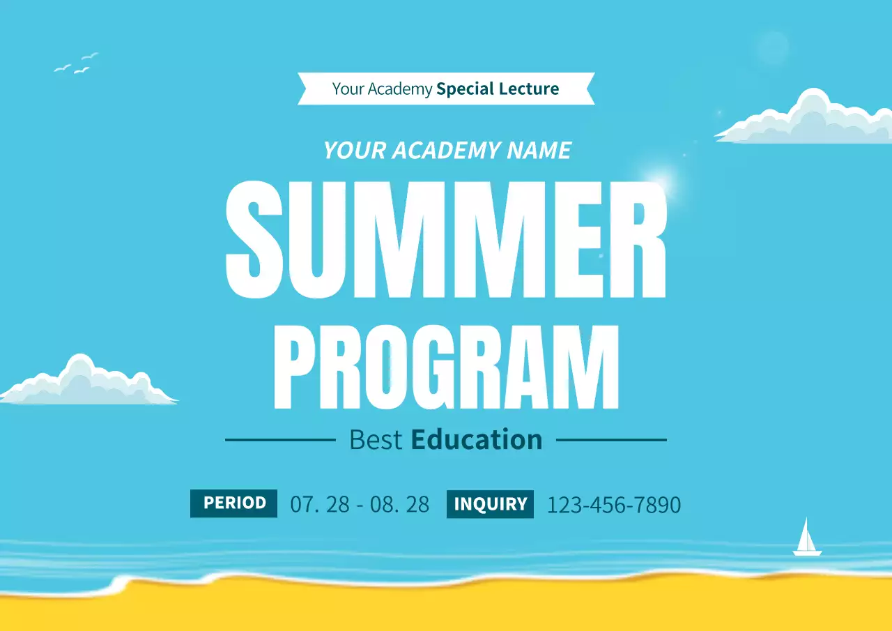 Poster thông báo chương trình mùa hè hiện đại màu xanh
