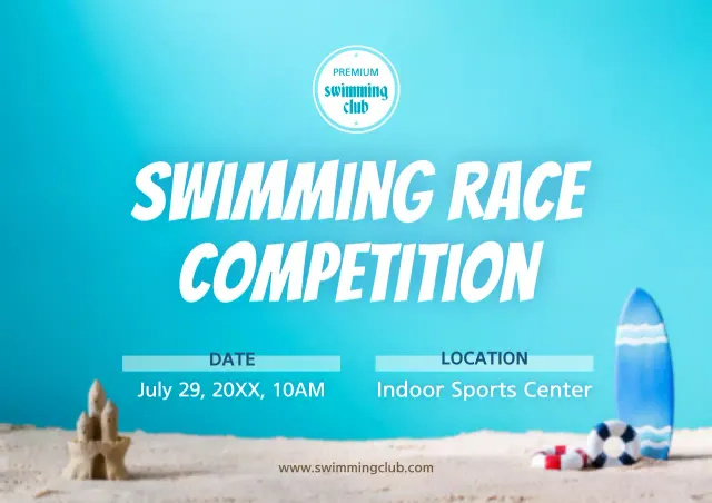 Blue Trendy Swimming Event Poster