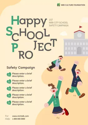 Beige Playful School Safety Announcement Poster