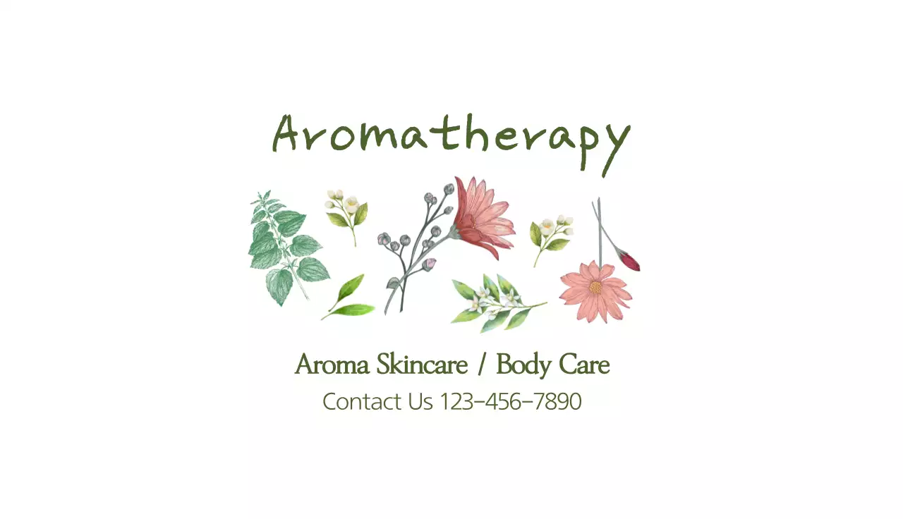 Green Floral Aromatherapy Promotion Business Card
