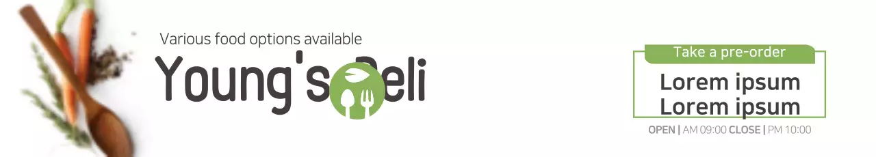 Banner de promoção de delicatessen moderna verde