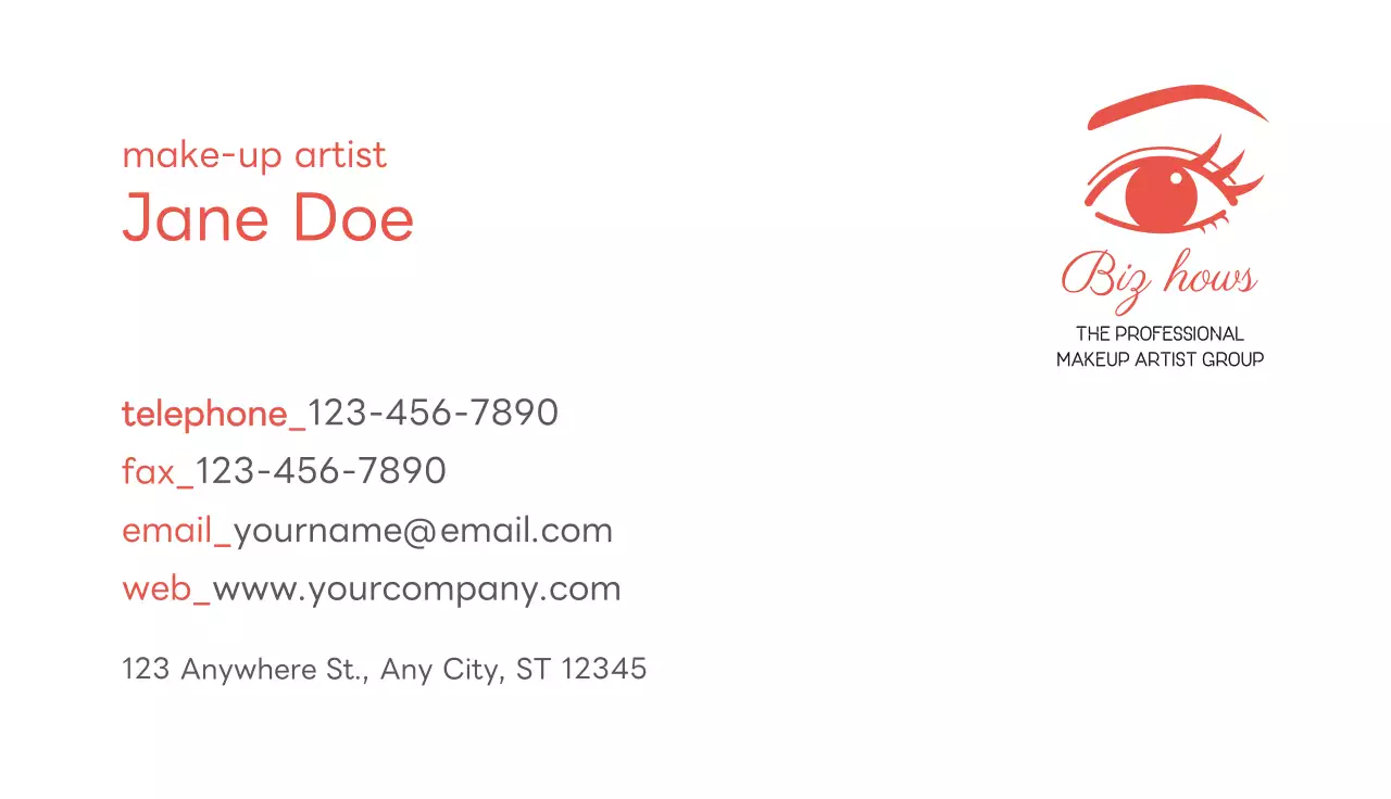 Red Minimal Makeup Business Card