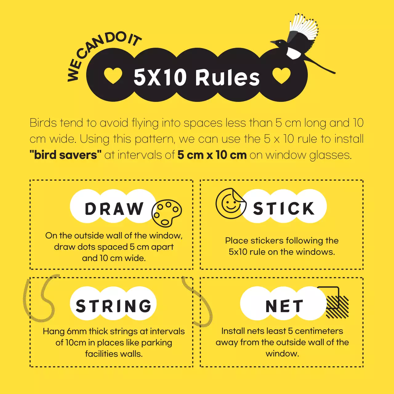 Get a simple wild bird in black and yellow