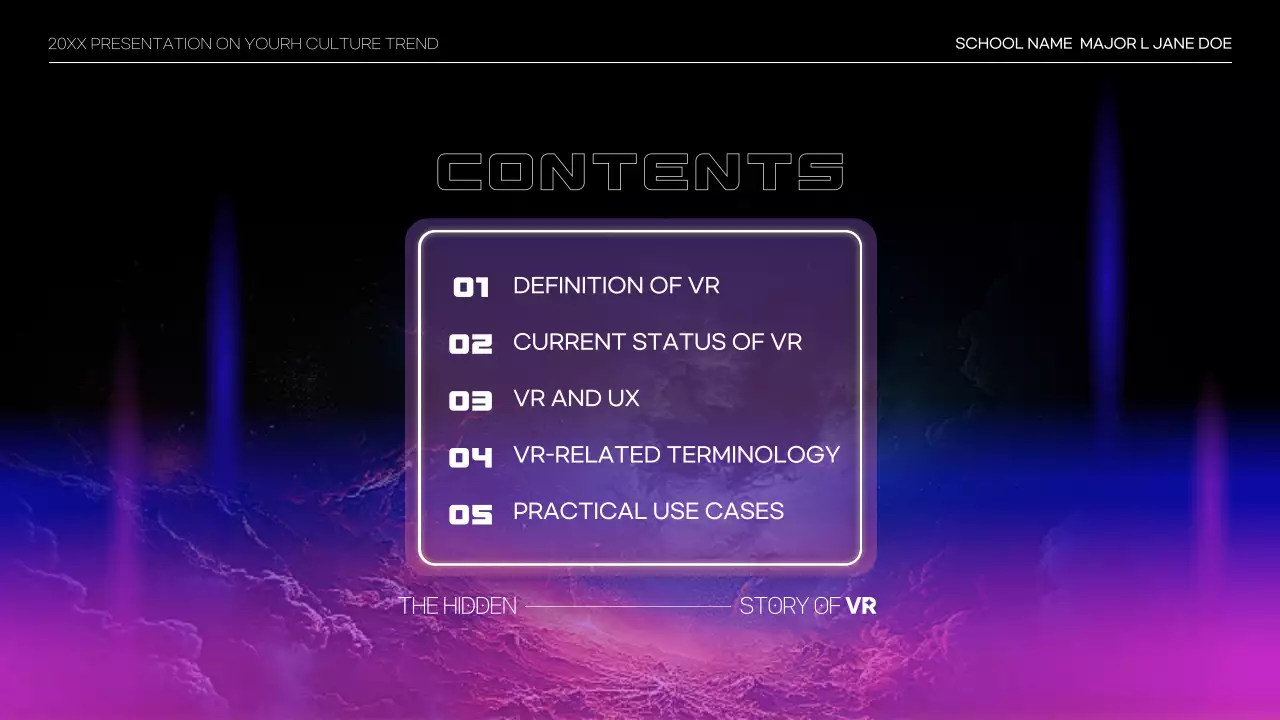 네온 퓨처리스틱 VR 가이드 프레젠테이션