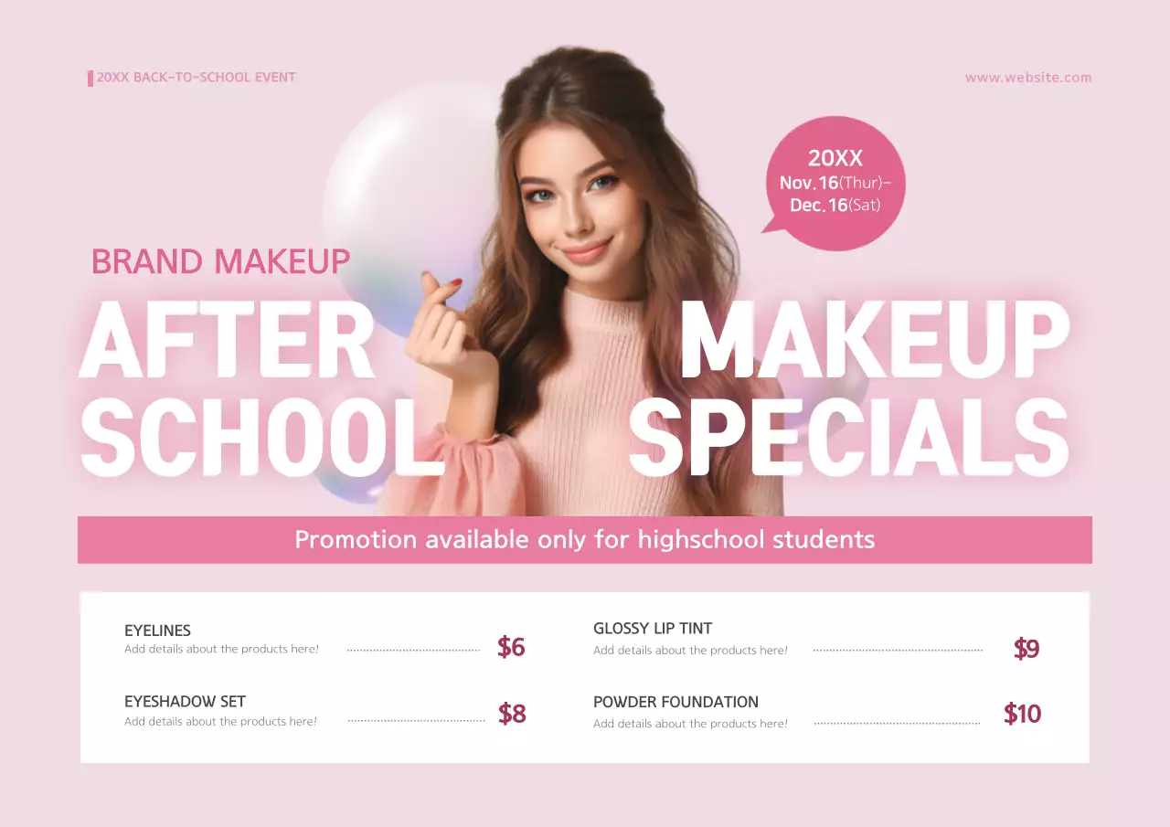 Pink Trendy Makeup Promotion Poster