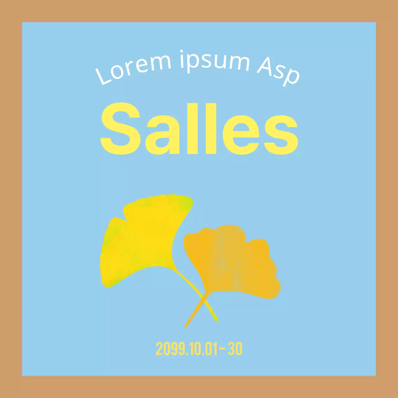 Faites la promotion de vos ventes d'automne avec un arrière-plan minimaliste brun et bleu clair.