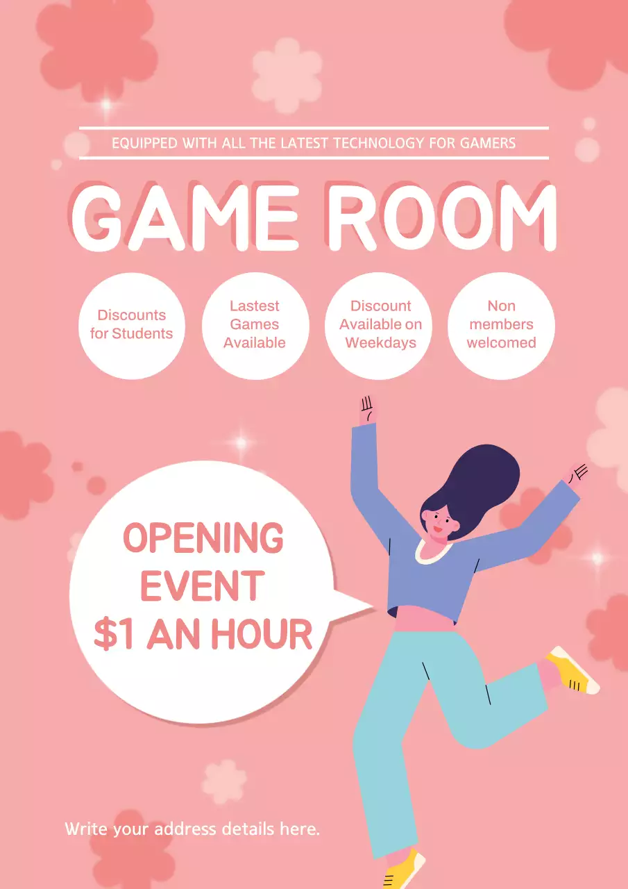 Pink Modern Game Promotion Poster