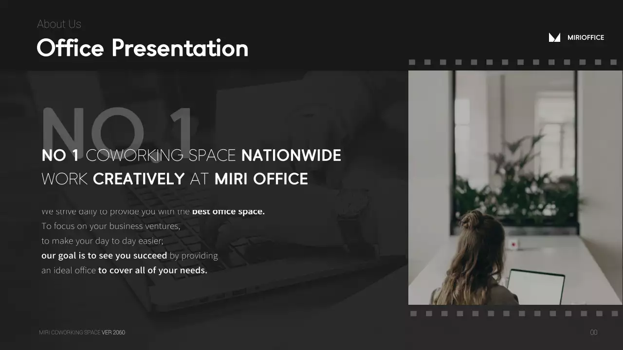 Monotone simple film concept shared office proposal
