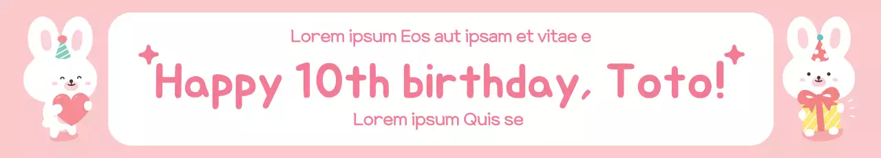 Banner de convite de aniversário fofo rosa