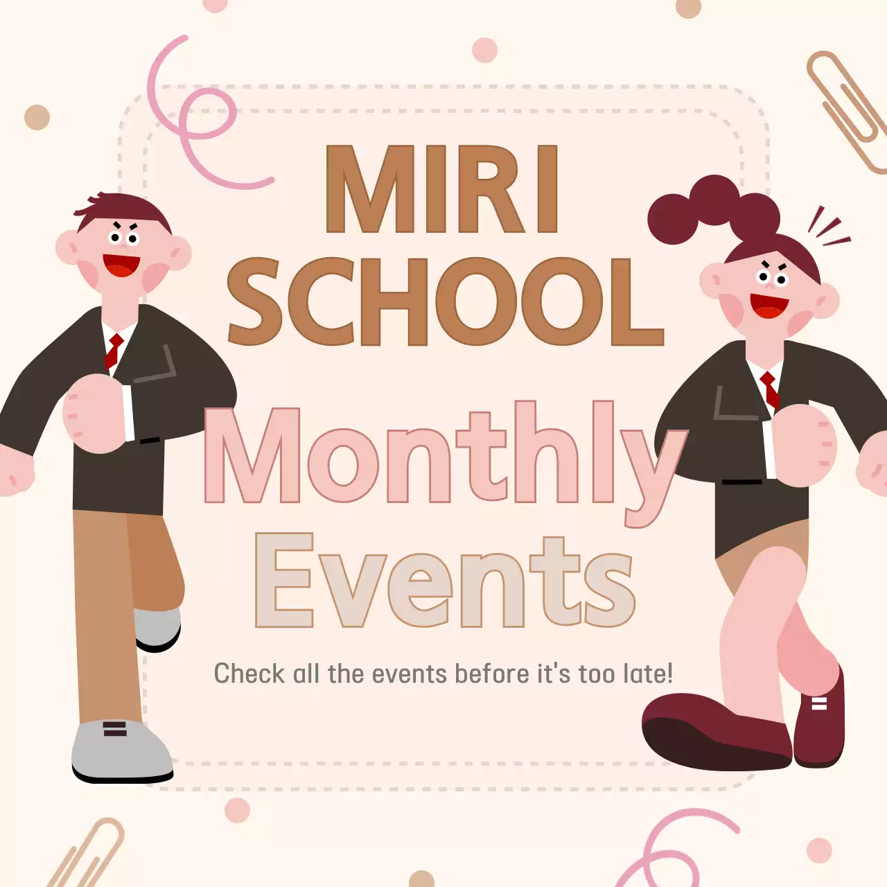 Information on campus events in beige and brown