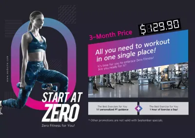 Cartaz de promoção de fitness moderno preto