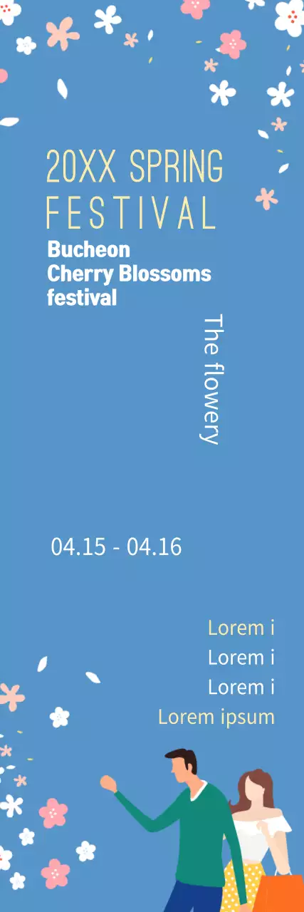 Banner de anúncio do festival floral azul