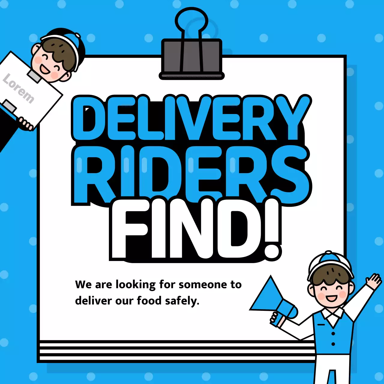 Courier announcement banner with blue polka dot pattern clipboard illustration