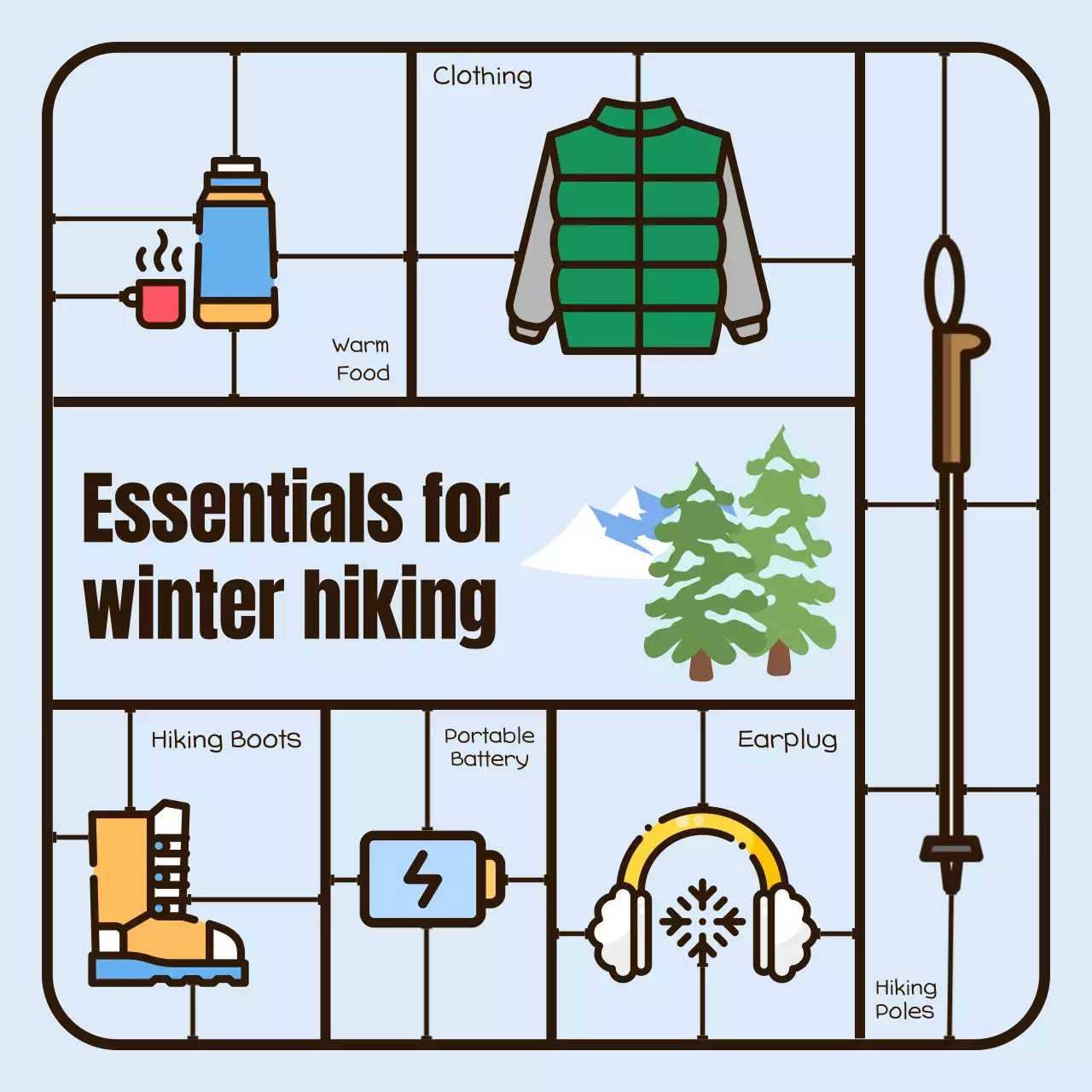 Blue Simple Hiking Guide Instagram Post