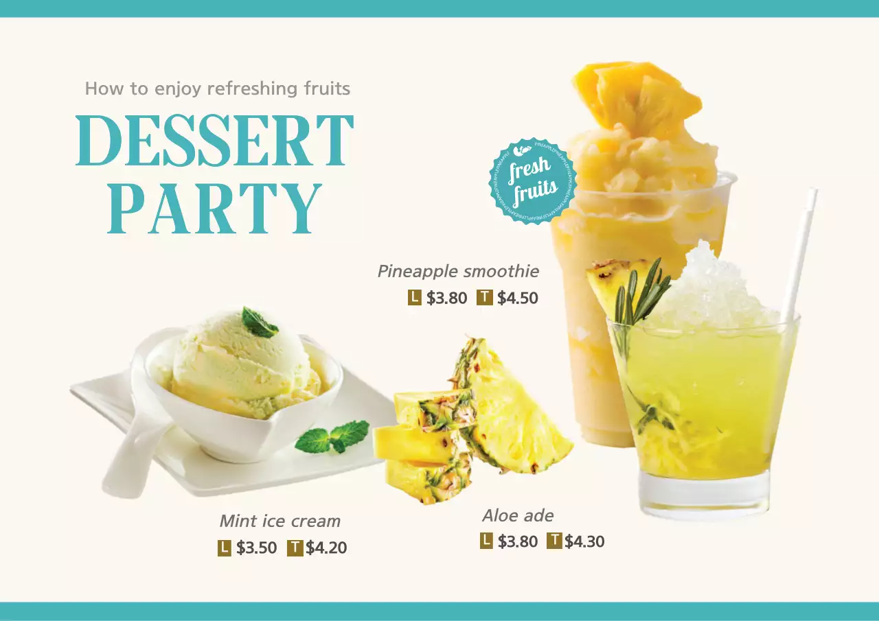 Teal Simple Dessert Promotion Poster
