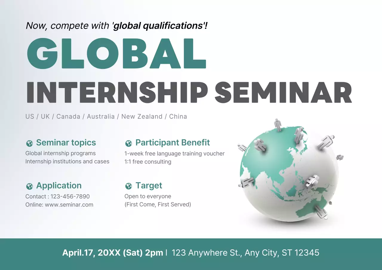 Teal Modern Internship Seminar Invitation Poster