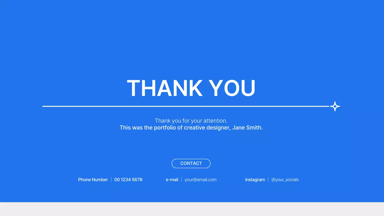 Design portfolio with a simple blue and white concept