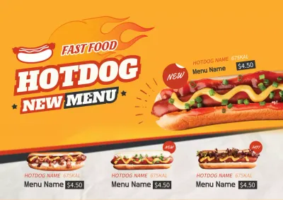 Orange Retro Hotdog Menu Poster