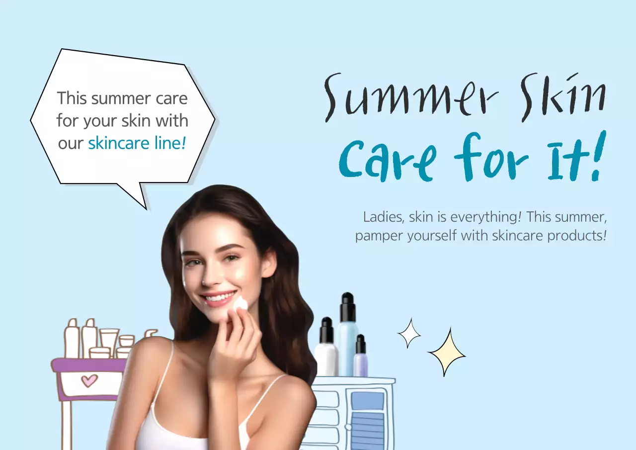 Blue Trendy Skincare Promotion Poster