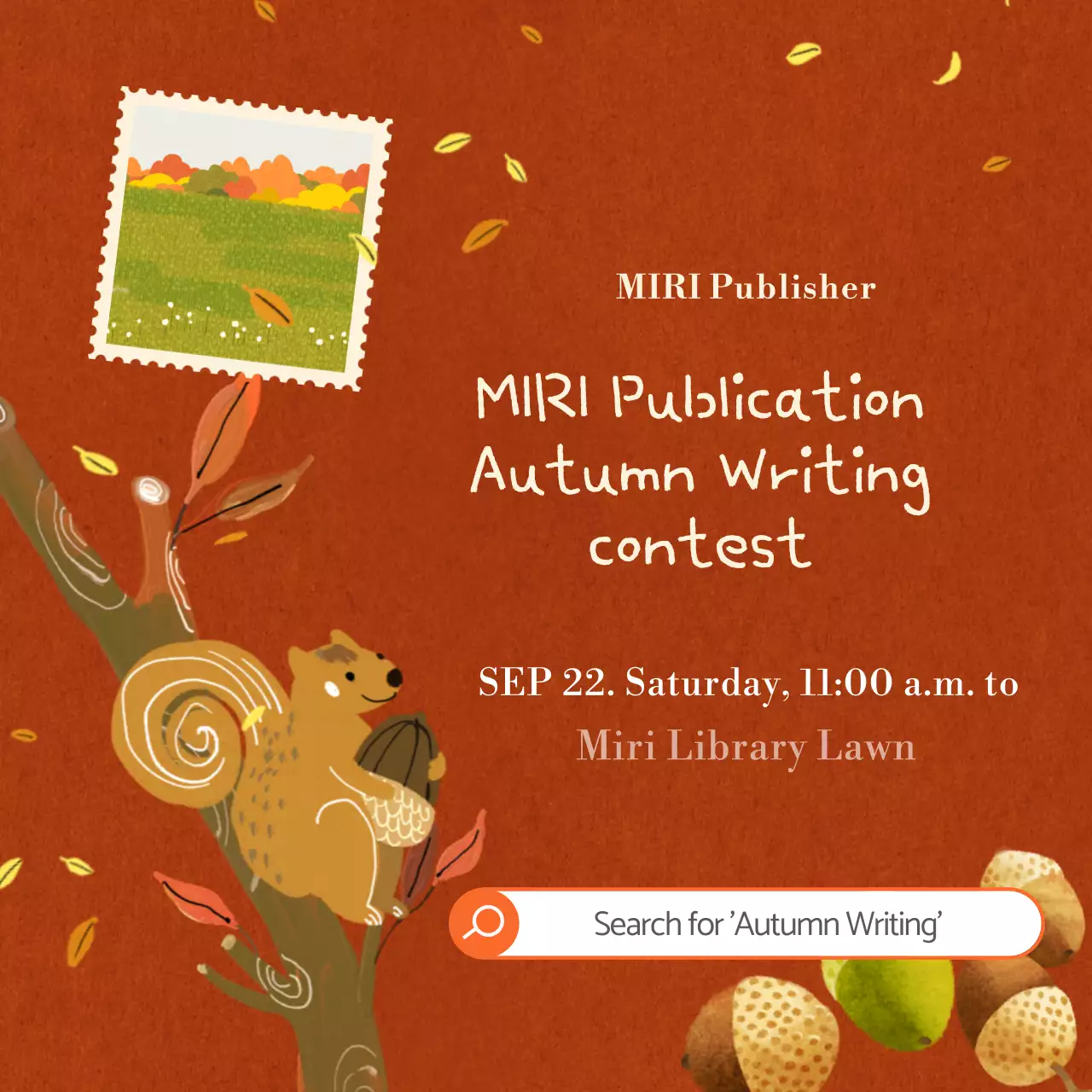 Orange Rustic Writing Event Social Media Post