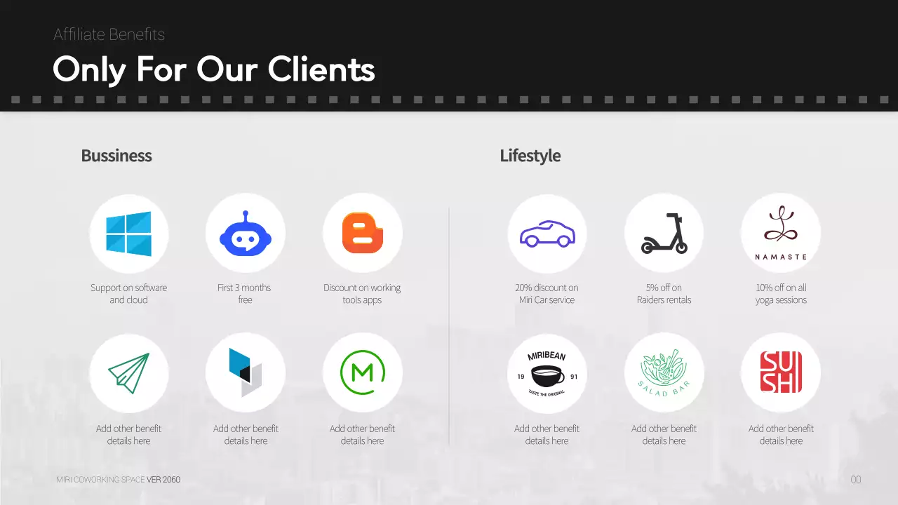 Monotone simple film concept shared office proposal