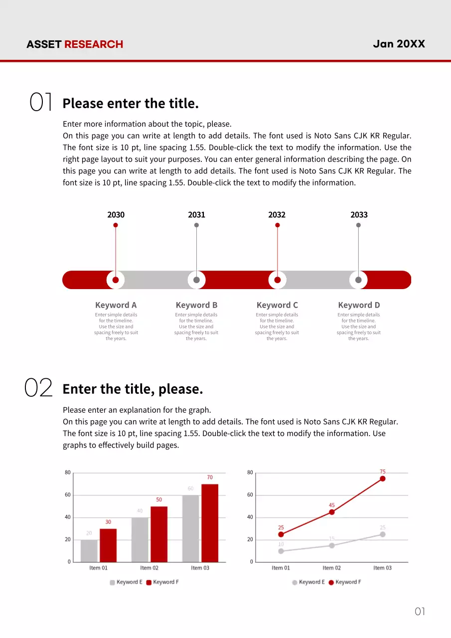 A simple bold research report in red