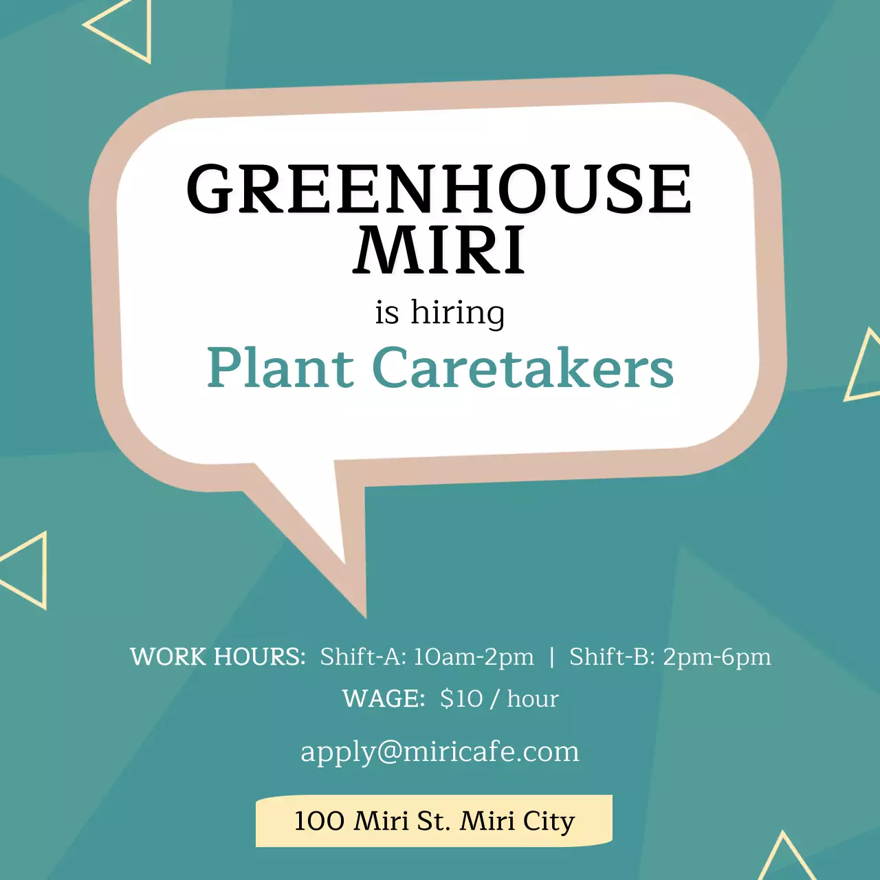 Teal Modern Hiring Job Posting Social Media Post