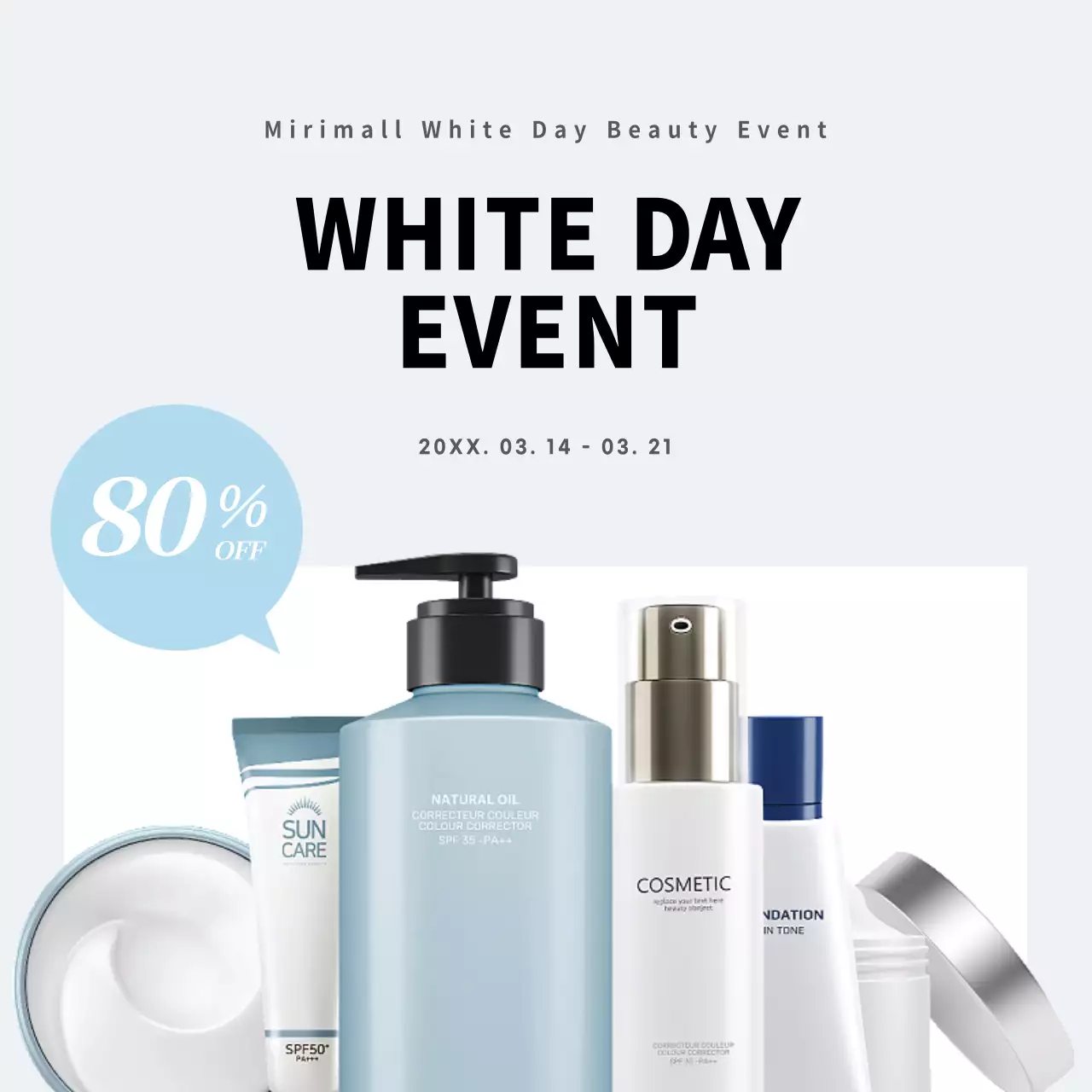 Clean and Simple White Day Beauty Cosmetics Event Discounts