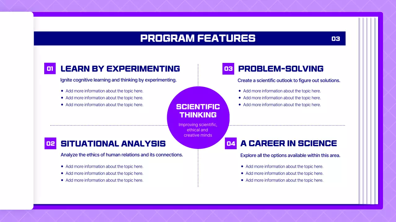 Science lesson proposal using purple pages