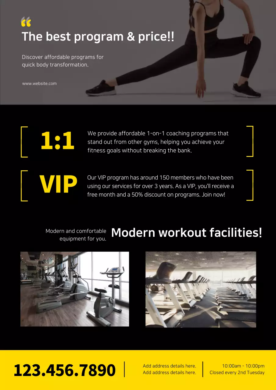 Yellow Modern Fitness Promotion Poster
