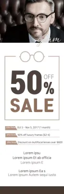 Banner promocional de óculos profissionais marrom