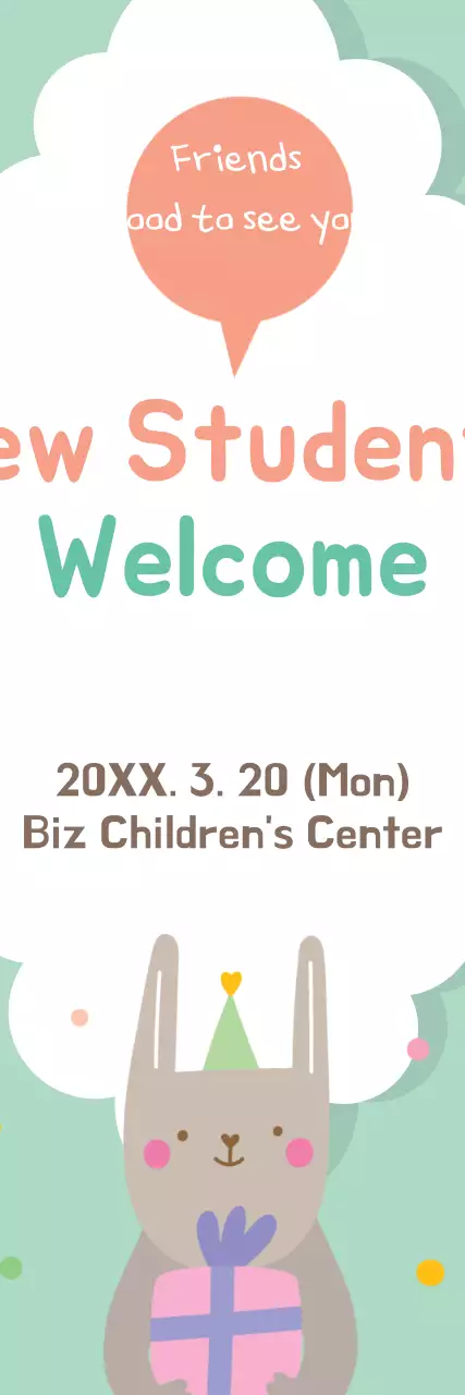 Banner de convite de boas-vindas verde fofo