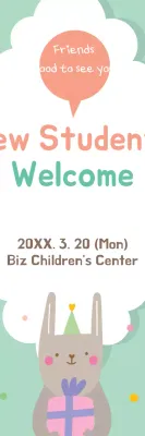 Banner de convite de boas-vindas verde fofo