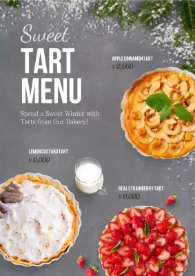 Grey Rustic Tart Menu Poster