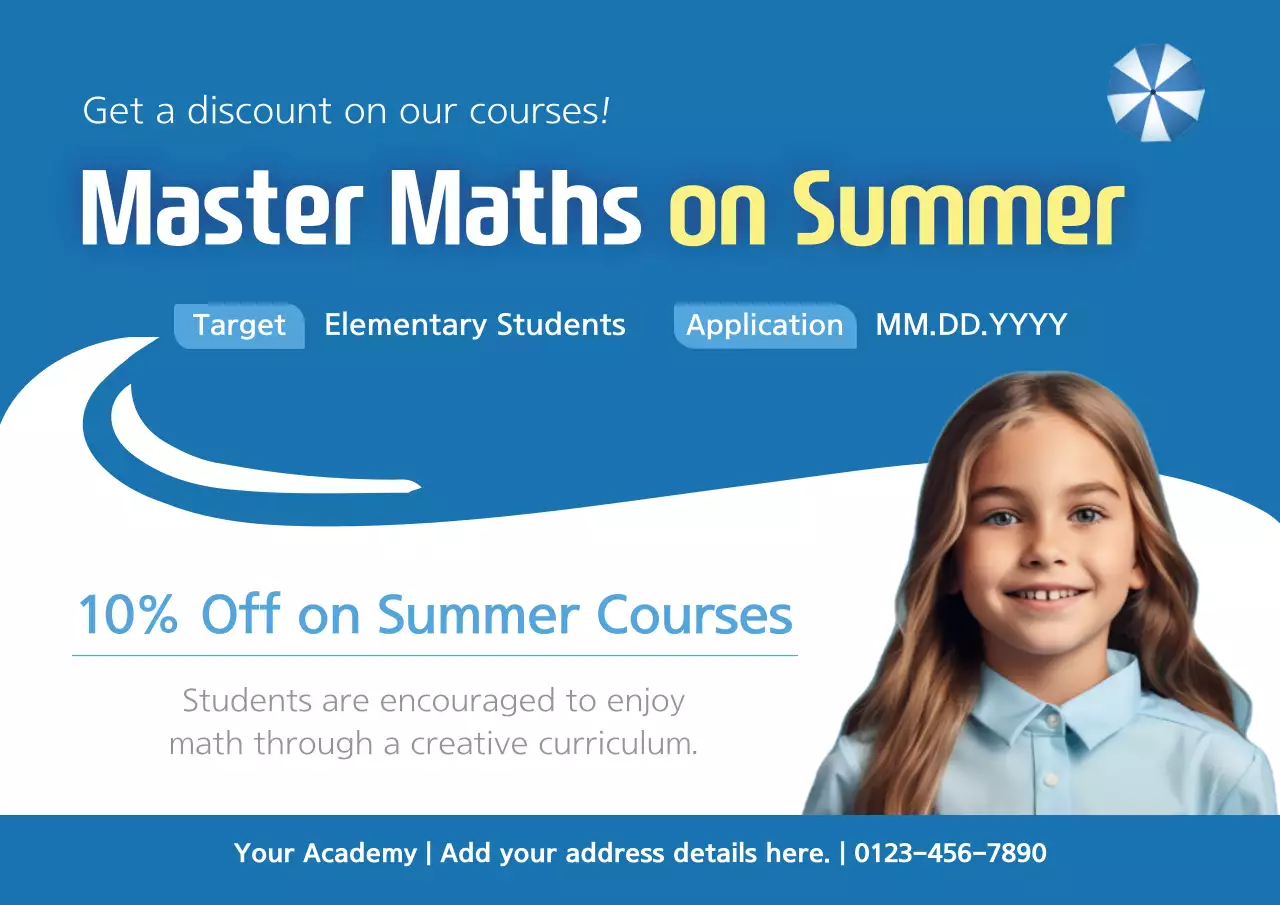 Blue Modern Summer Courses Promotion Poster