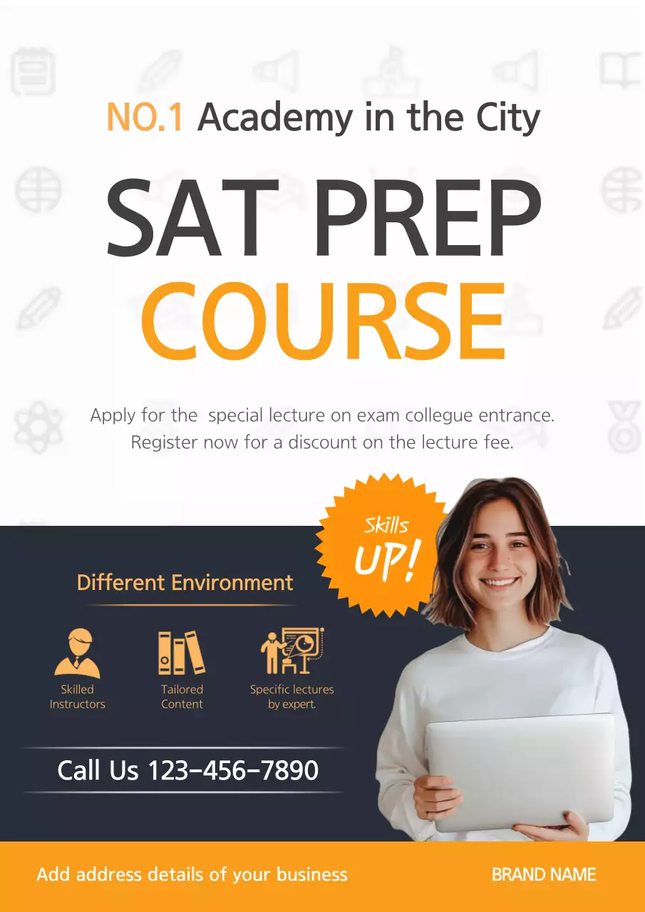 Orange Modern Sat Course Promotion Poster