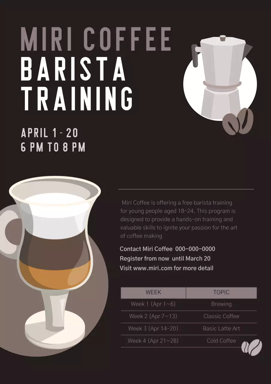 Recruitment for Barista Certification Training in Brown Color