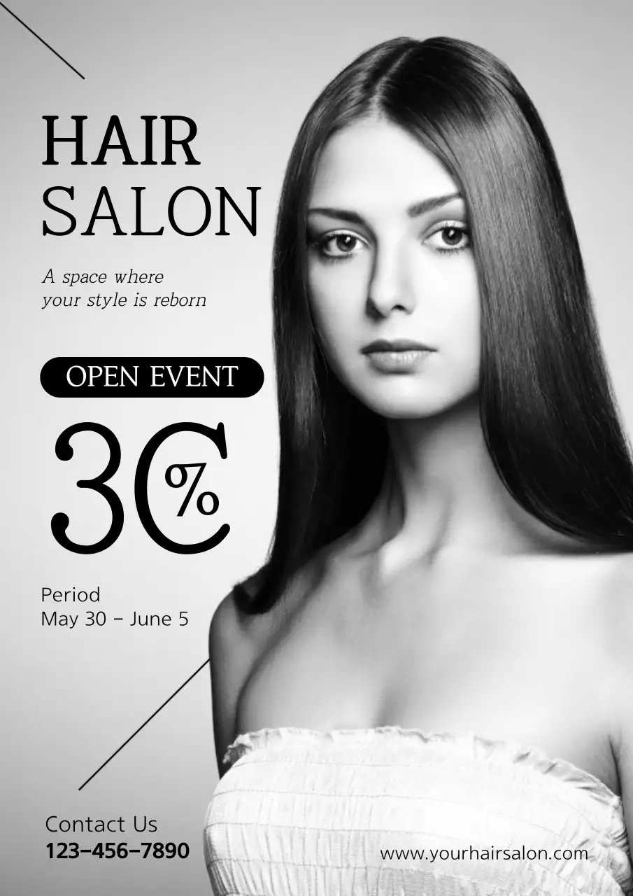 Simple hair salon flyer with gray tones