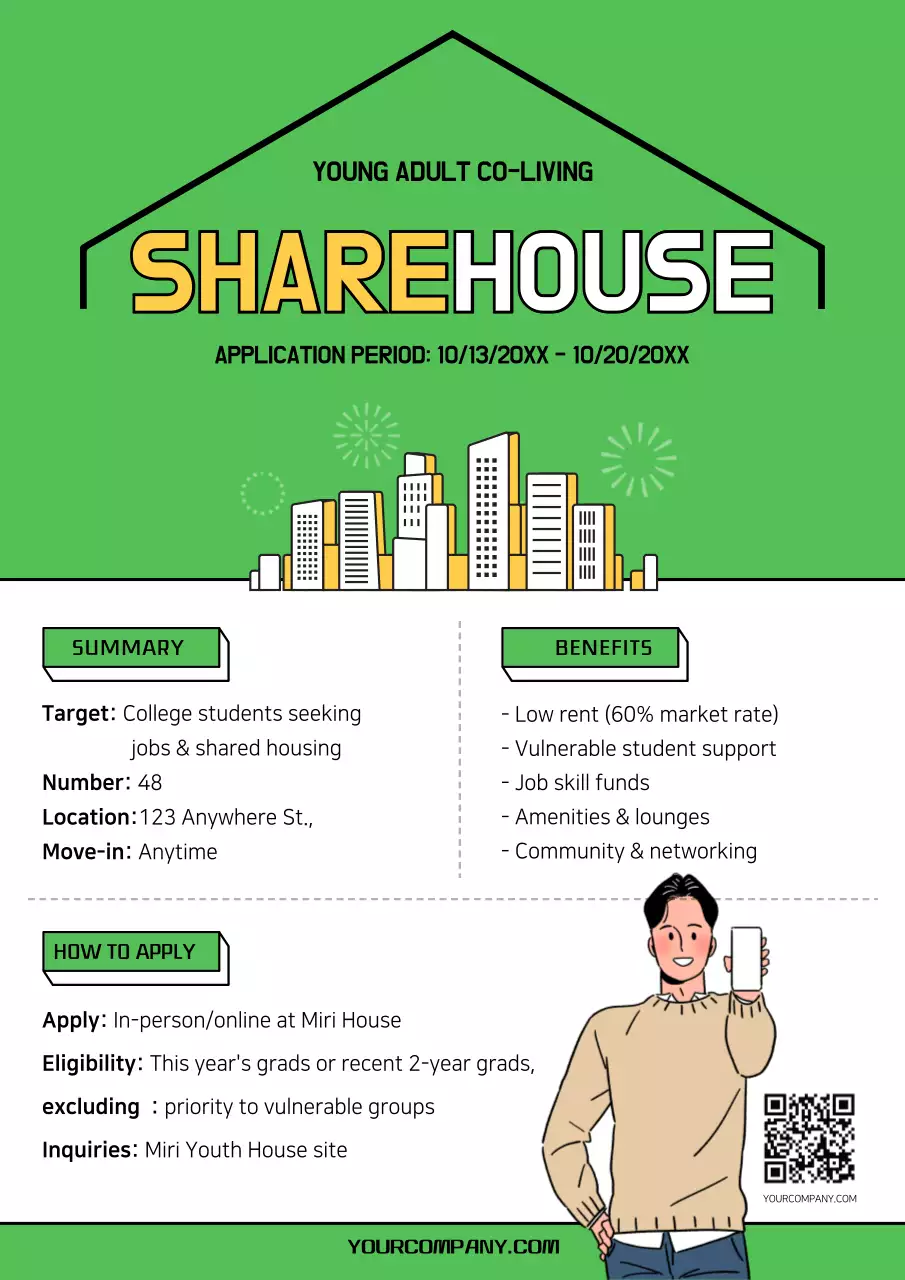 Green Modern Co-Living Promotion Poster