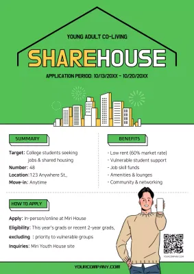 Green Modern Co-Living Promotion Poster