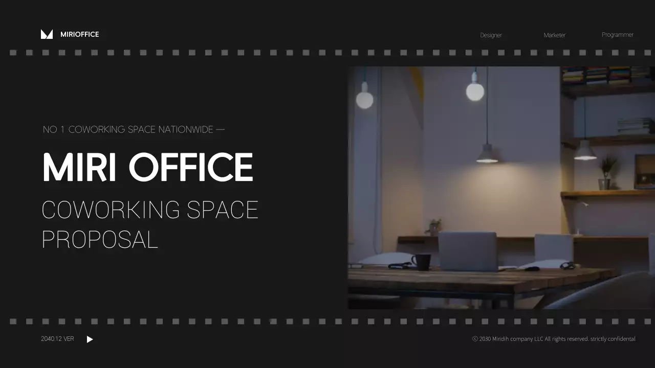 Monotone simple film concept shared office proposal