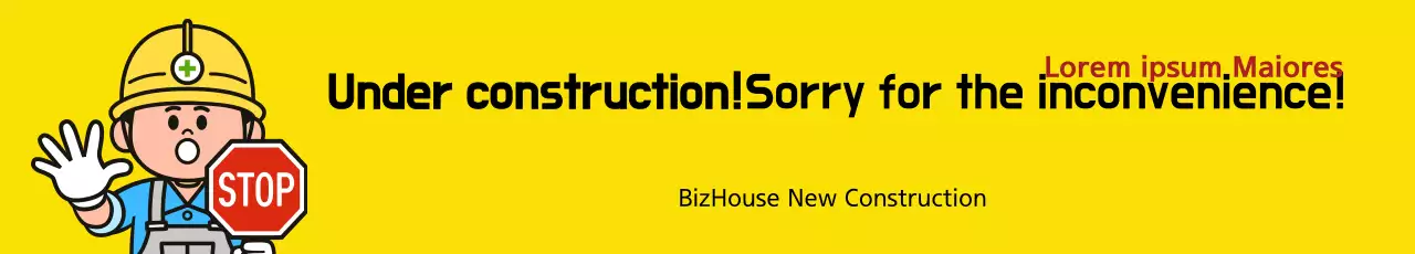 Banner de anúncio de construção simples amarelo