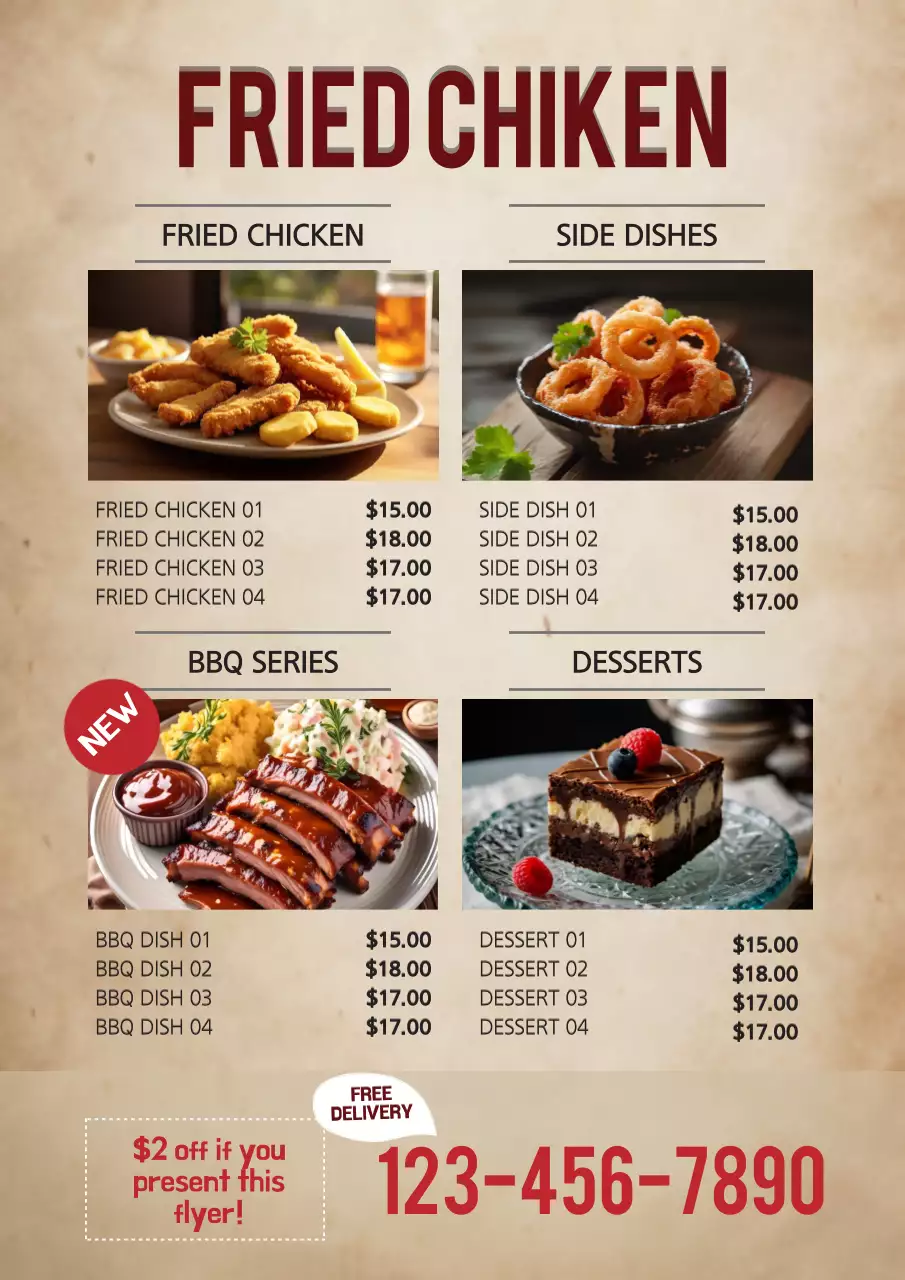 Beige Rustic Food Menu Poster