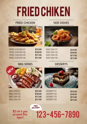 Beige Rustic Food Menu Poster